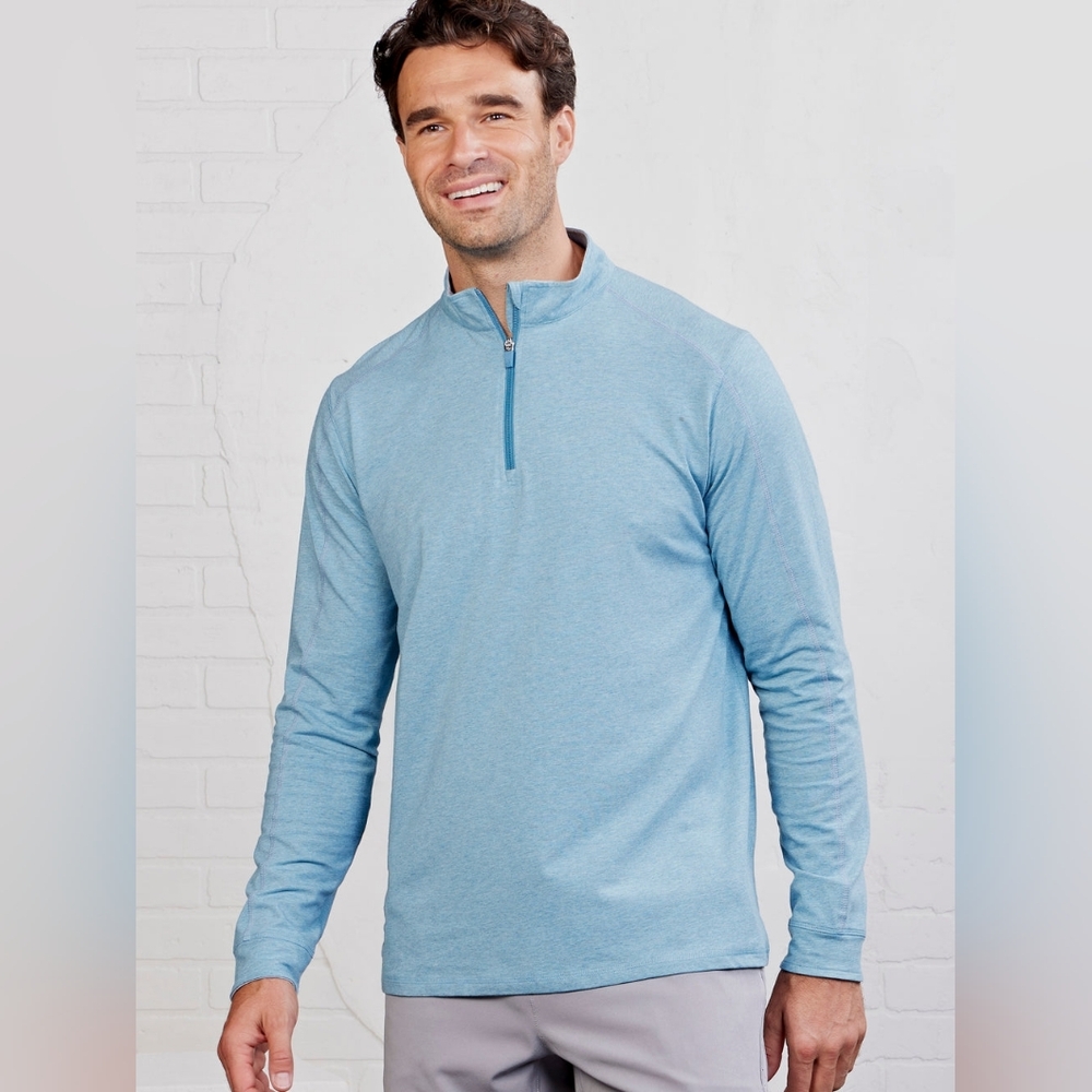 NWT TASC MENS Blue Carrollton Lightweight Quarter Zip Long‎ Sleeve Size Small - Picture 3 of 6